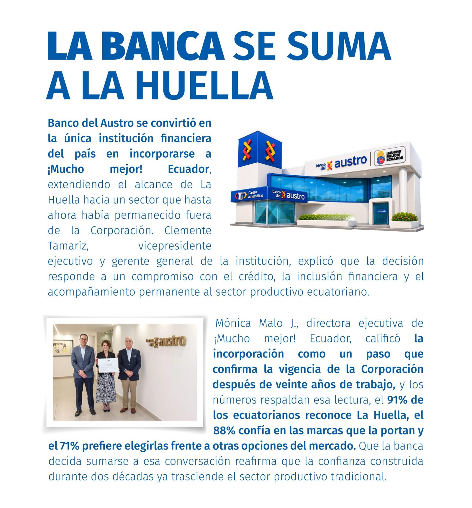 La banca se suma a la Huella