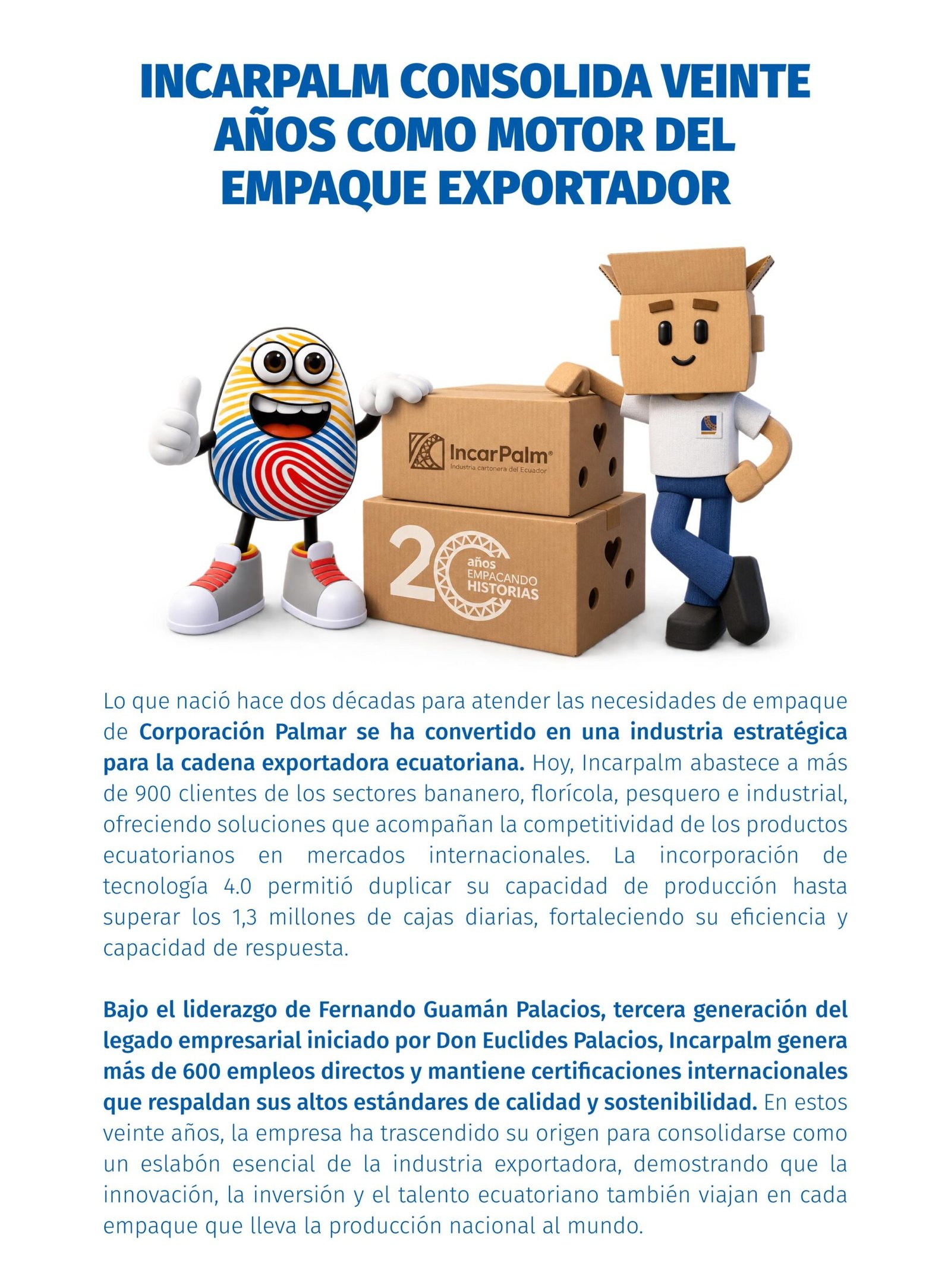 Incarpalm consolida 20 años como motor del empaque exportador