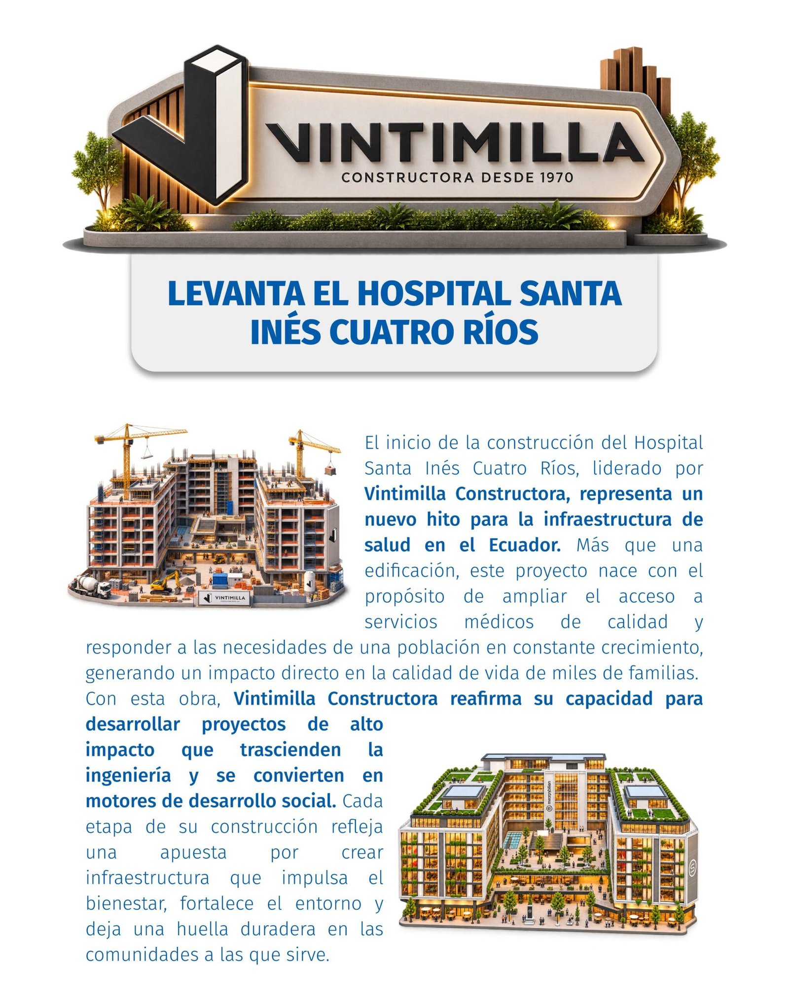 Constructora Vintimilla levanta el Hospital Santa Inés